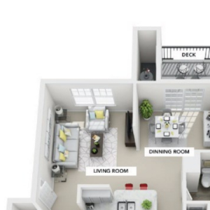 3d 1 bedroom floor plan | Greenwood Plaza Apartments in Centennial, CO